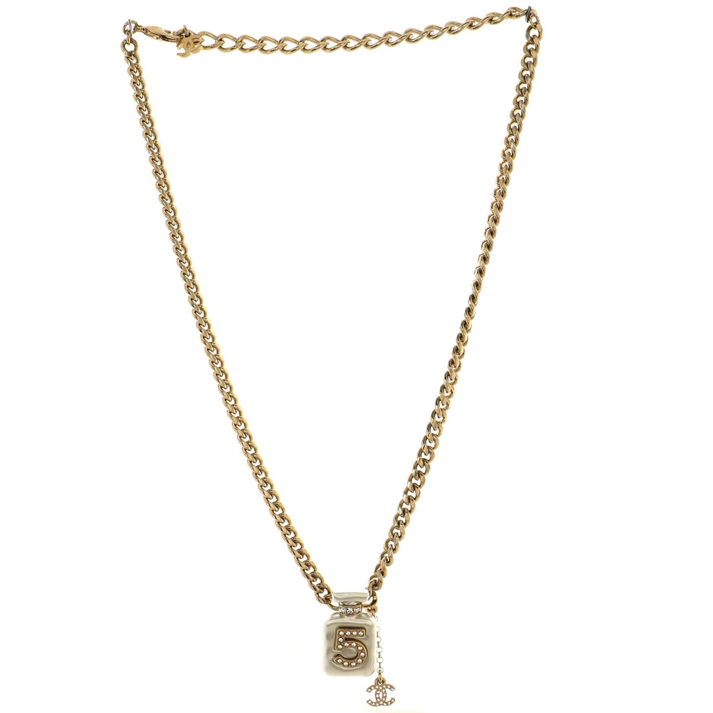 CC No.5 Perfume Bottle Pendant Short Necklace Metal with Resin and Crystals