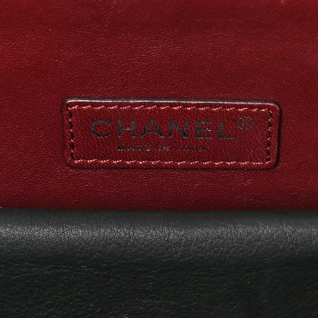 Calfskin Stitched Medium Shopping Tote Black