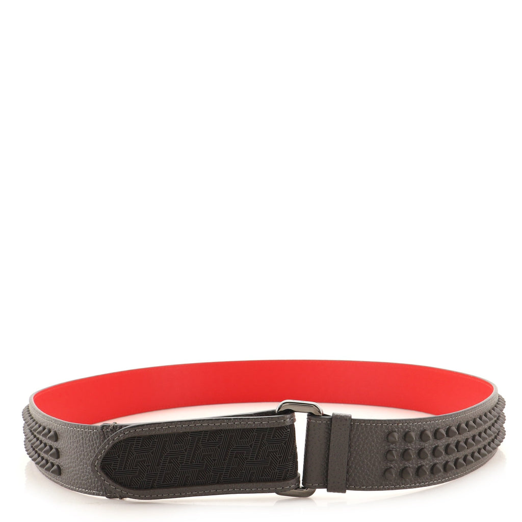 Buckle Belt Spiked Leather with Techno Canvas Wide 0