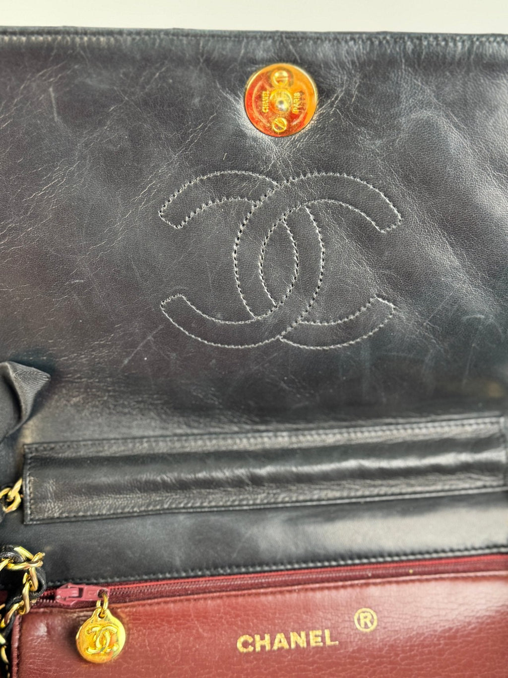 Chanel Vintage Matelassé Lambskin Shoulder Bag in Black with 24 k Gold Hardware