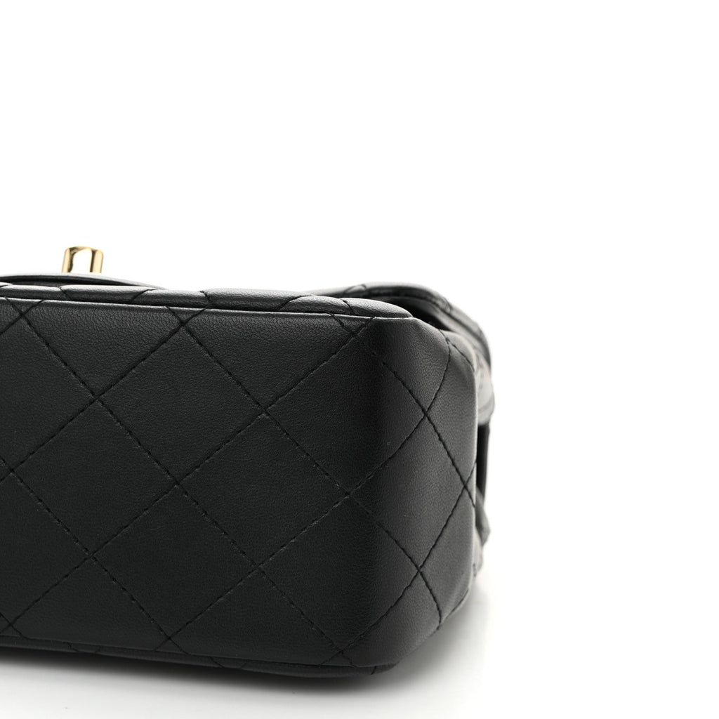 Lambskin Quilted Mini Square Flap Black