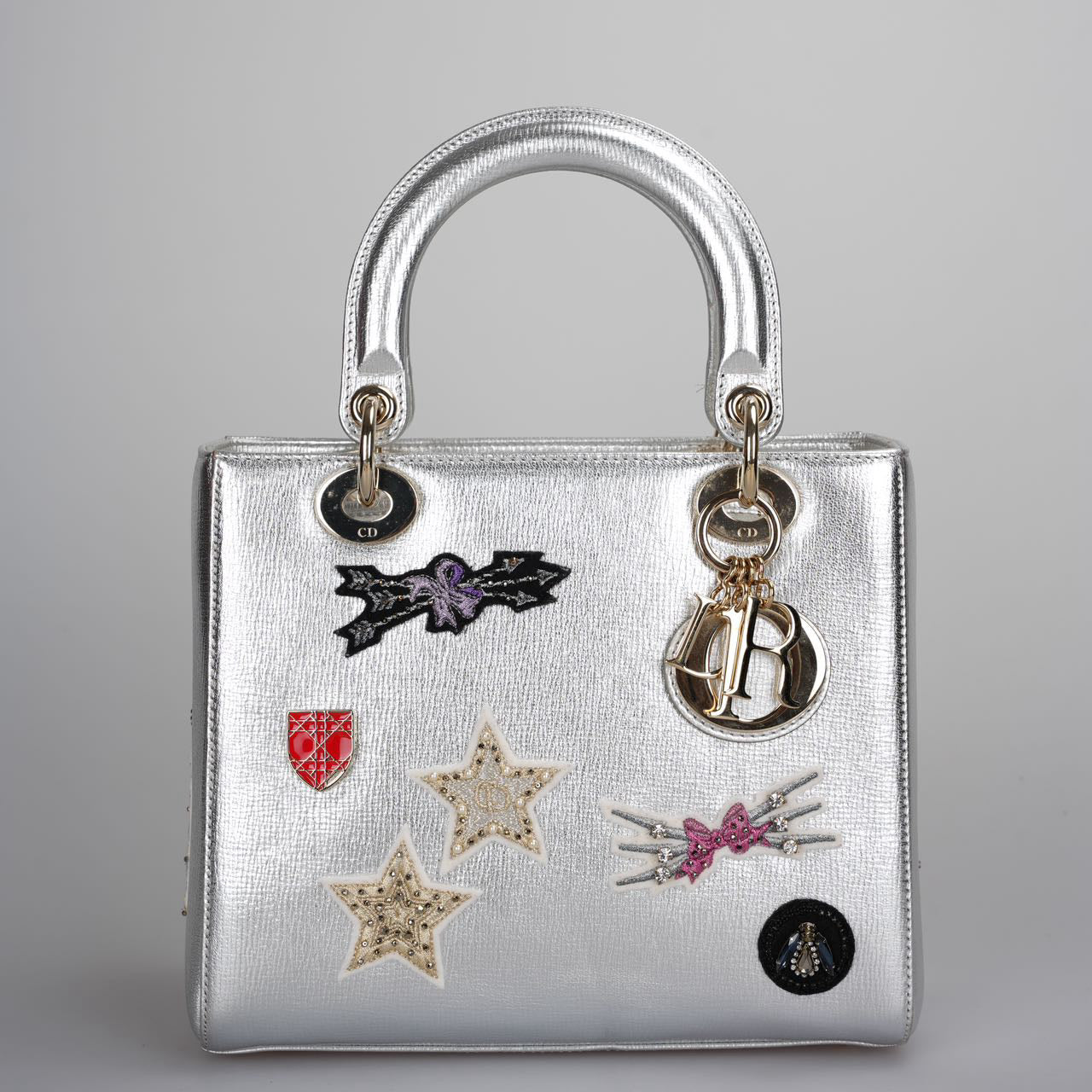 Christian Dior Leather Lady Dior Shoulder Bag in Silver Limited Edition