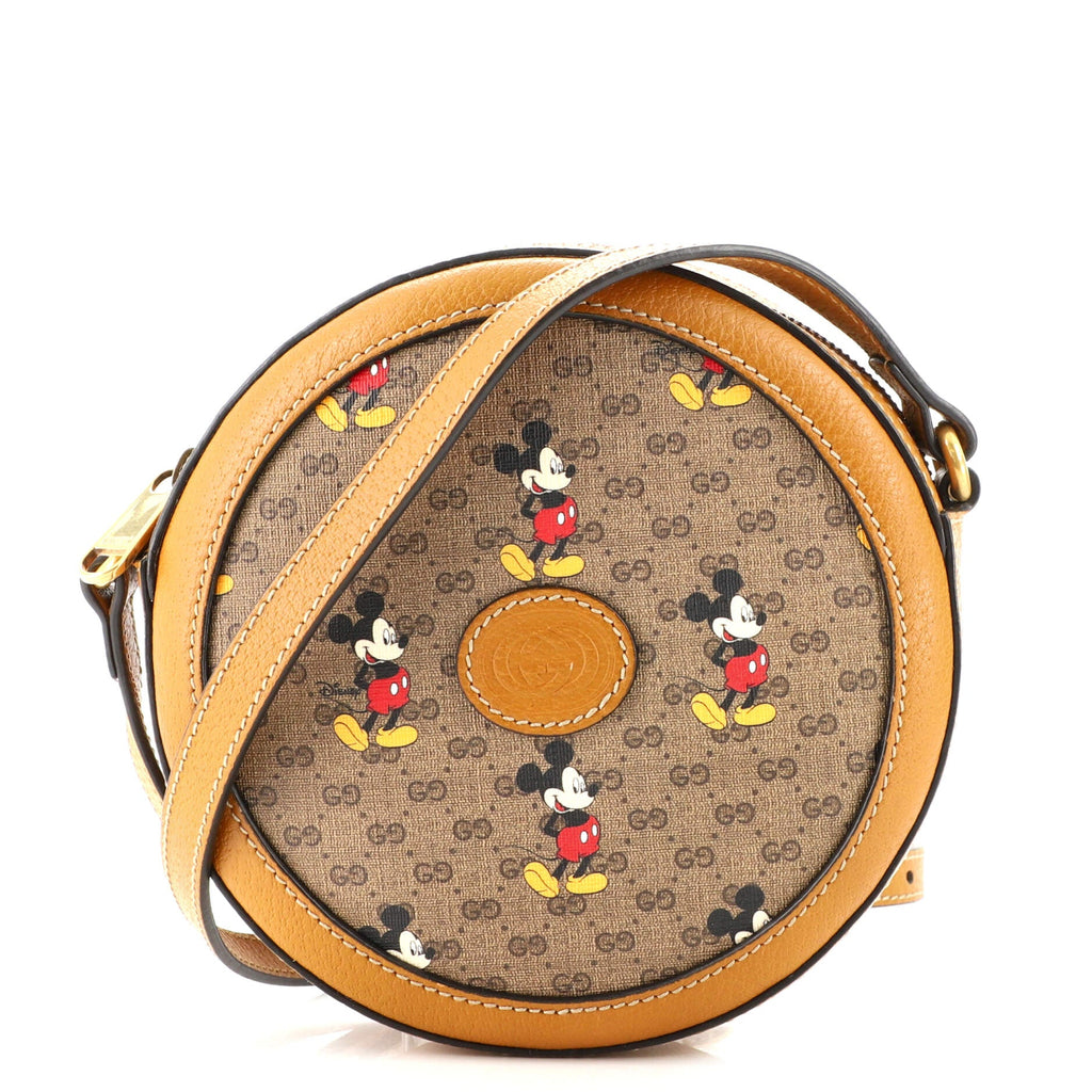 Disney Mickey Mouse Round Shoulder Bag Printed Mini GG Coated Canvas