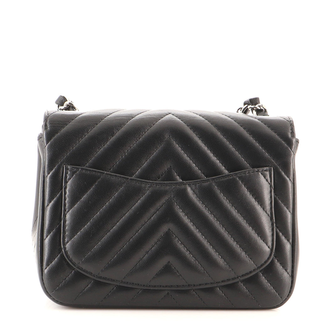 Square Classic Single Flap Bag Chevron Lambskin Mini