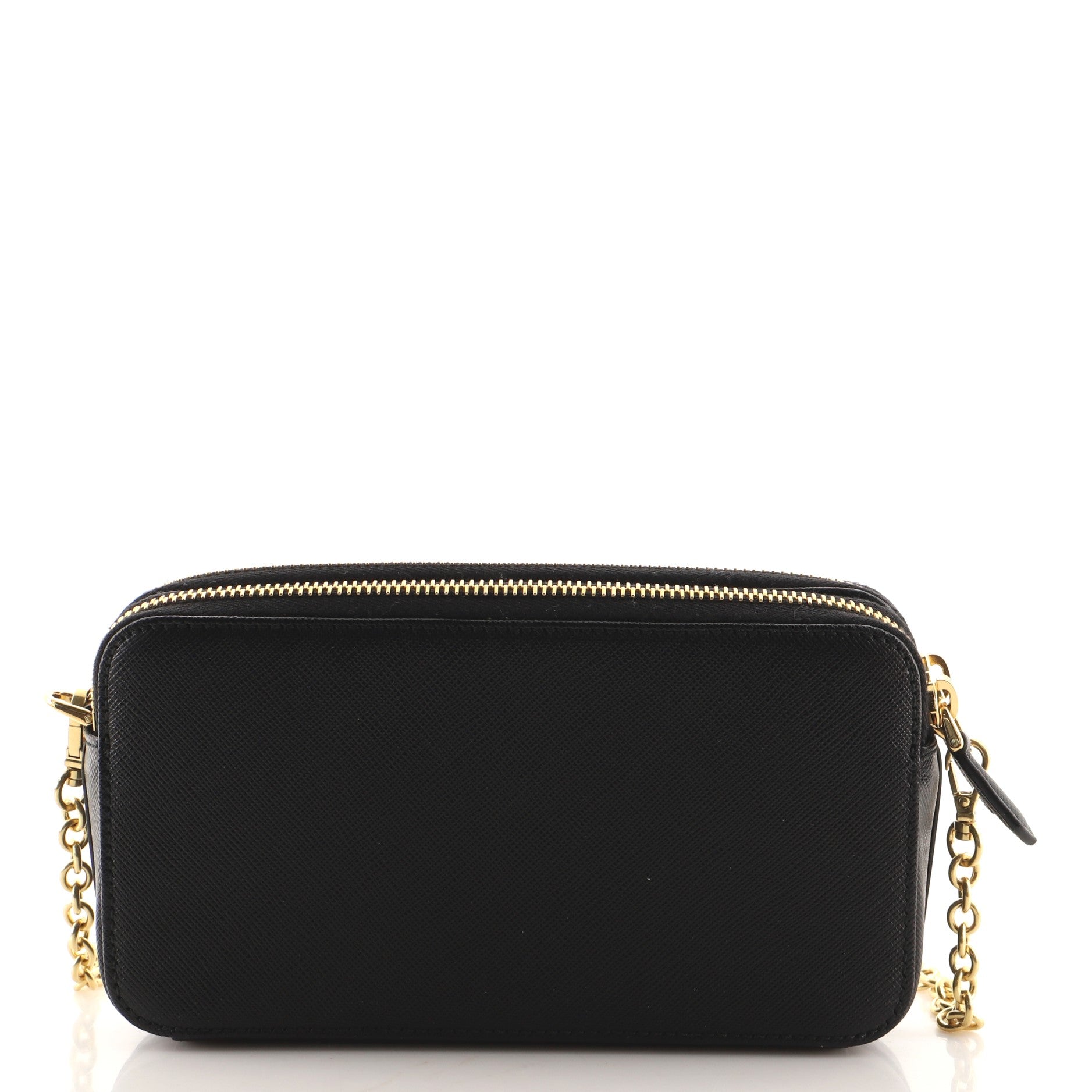 Double Zip Wallet on Chain Crossbody Saffiano Leather Mini