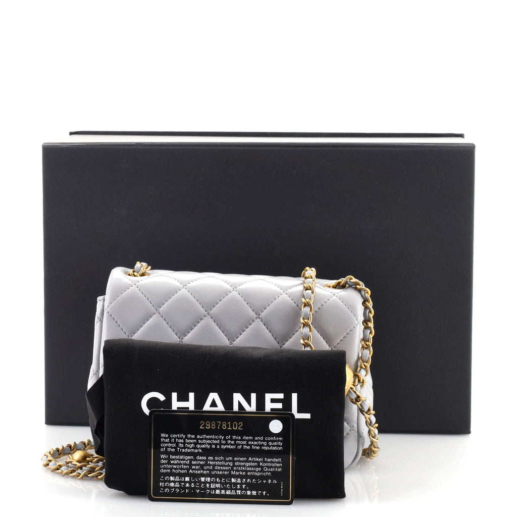 Pearl Crush Square Flap Bag Quilted Lambskin Mini