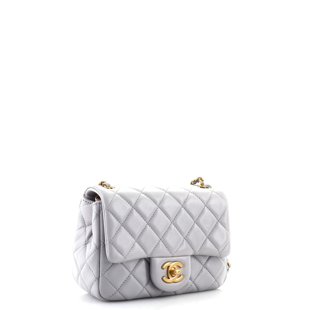 Pearl Crush Square Flap Bag Quilted Lambskin Mini