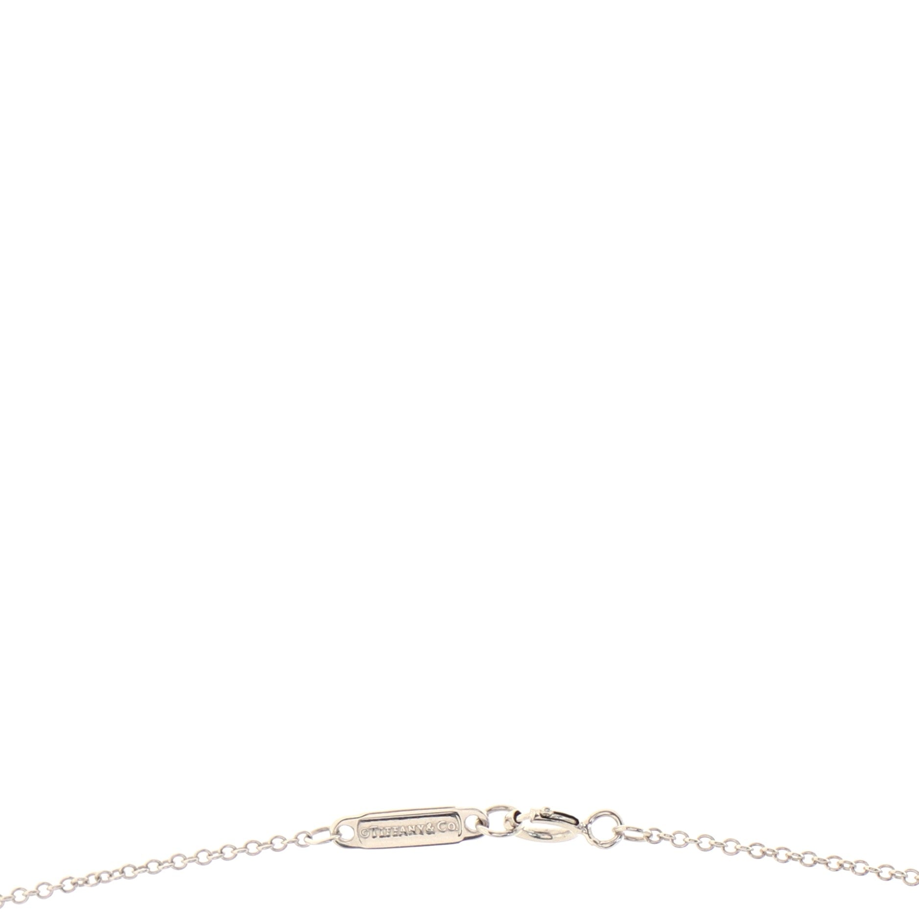 T Smile Pendant Necklace 18K White Gold with Blue Sapphires Small