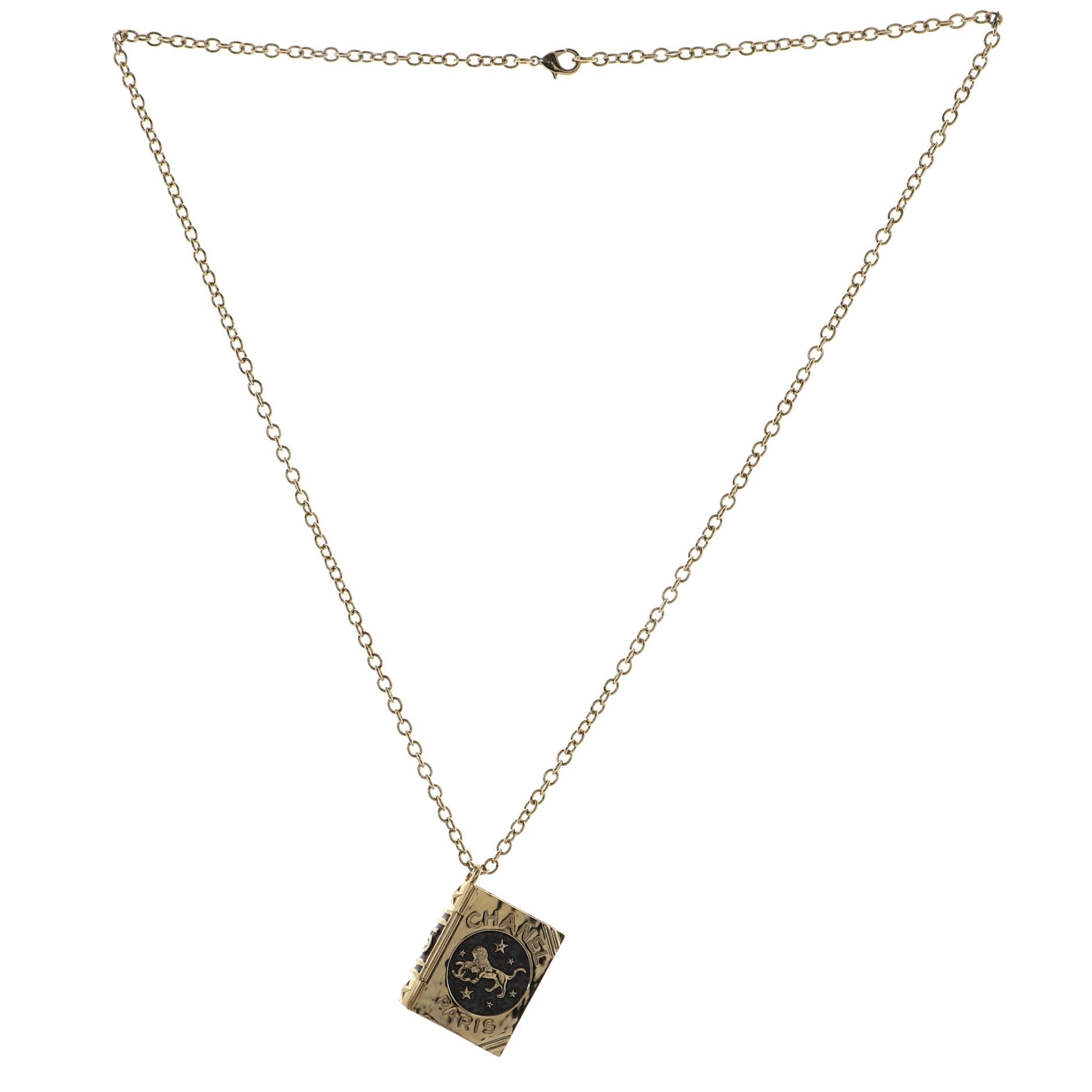 CC Lion Book Lockit Pendant Necklace Metal with Resin