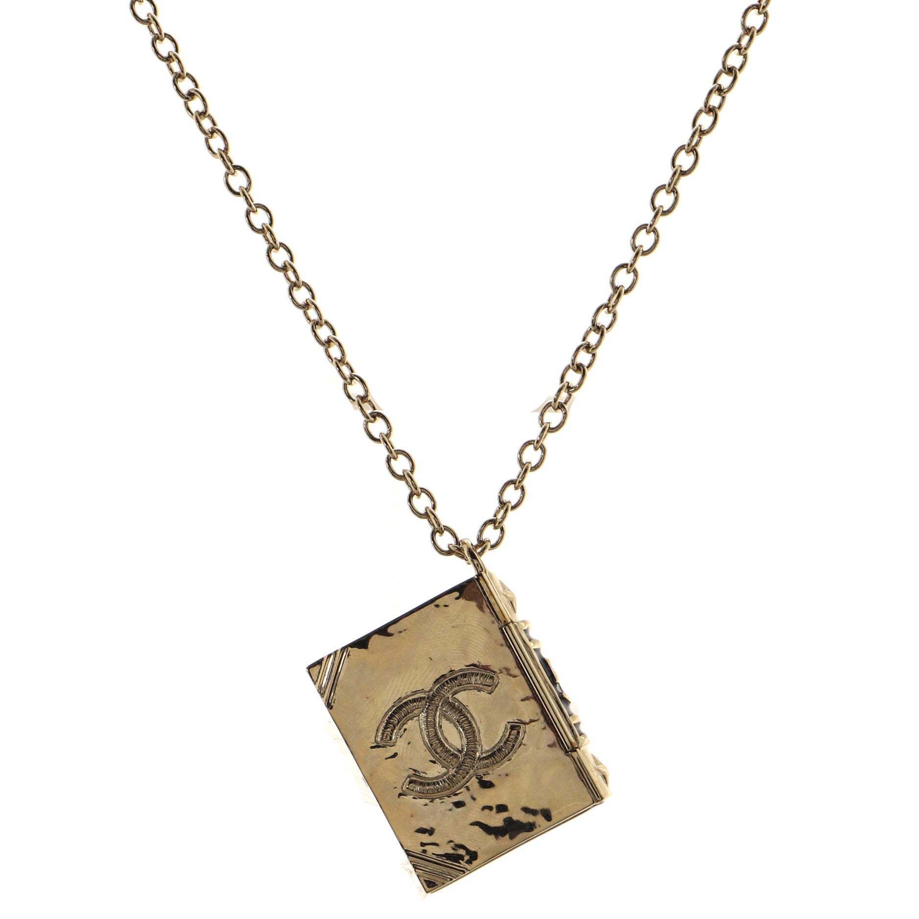 CC Lion Book Lockit Pendant Necklace Metal with Resin