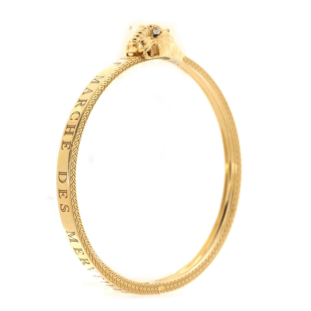 Le Marche des Merveilles Feline Bangle Bracelet 18K Yellow Gold with Diamonds