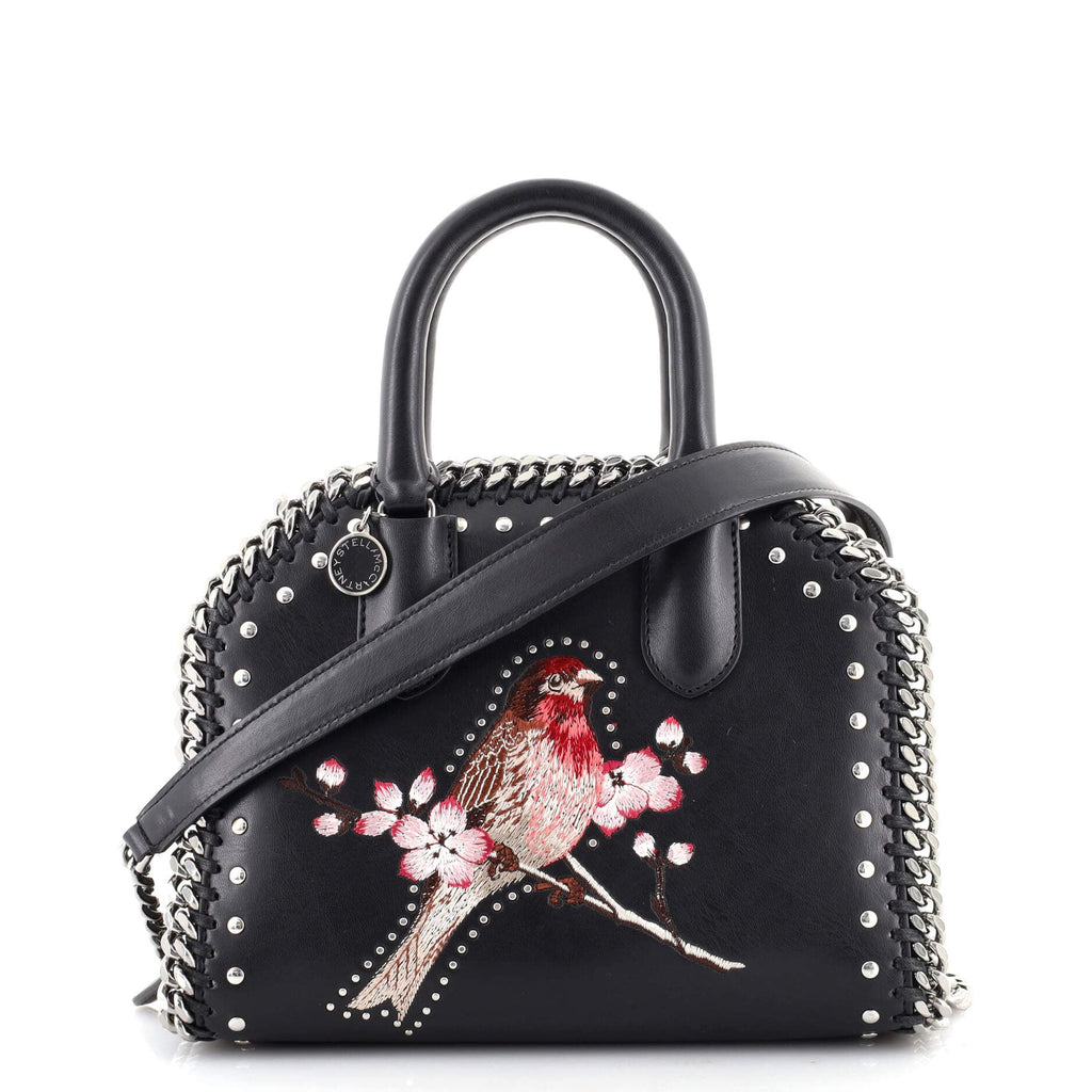 Falabella Box Top Handle Bag Embroidered Studded Faux Leather Mini