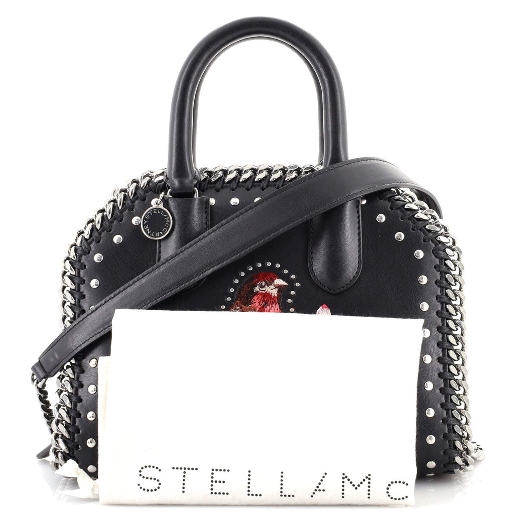 Falabella Box Top Handle Bag Embroidered Studded Faux Leather Mini