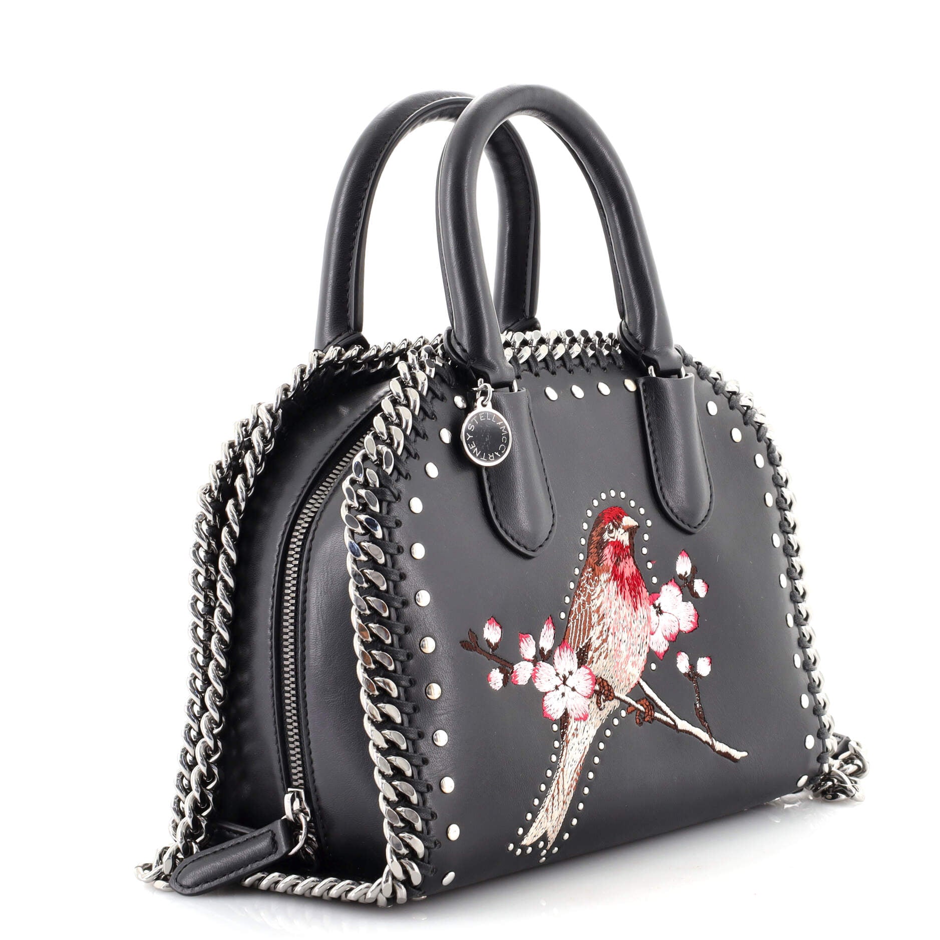 Falabella Box Top Handle Bag Embroidered Studded Faux Leather Mini
