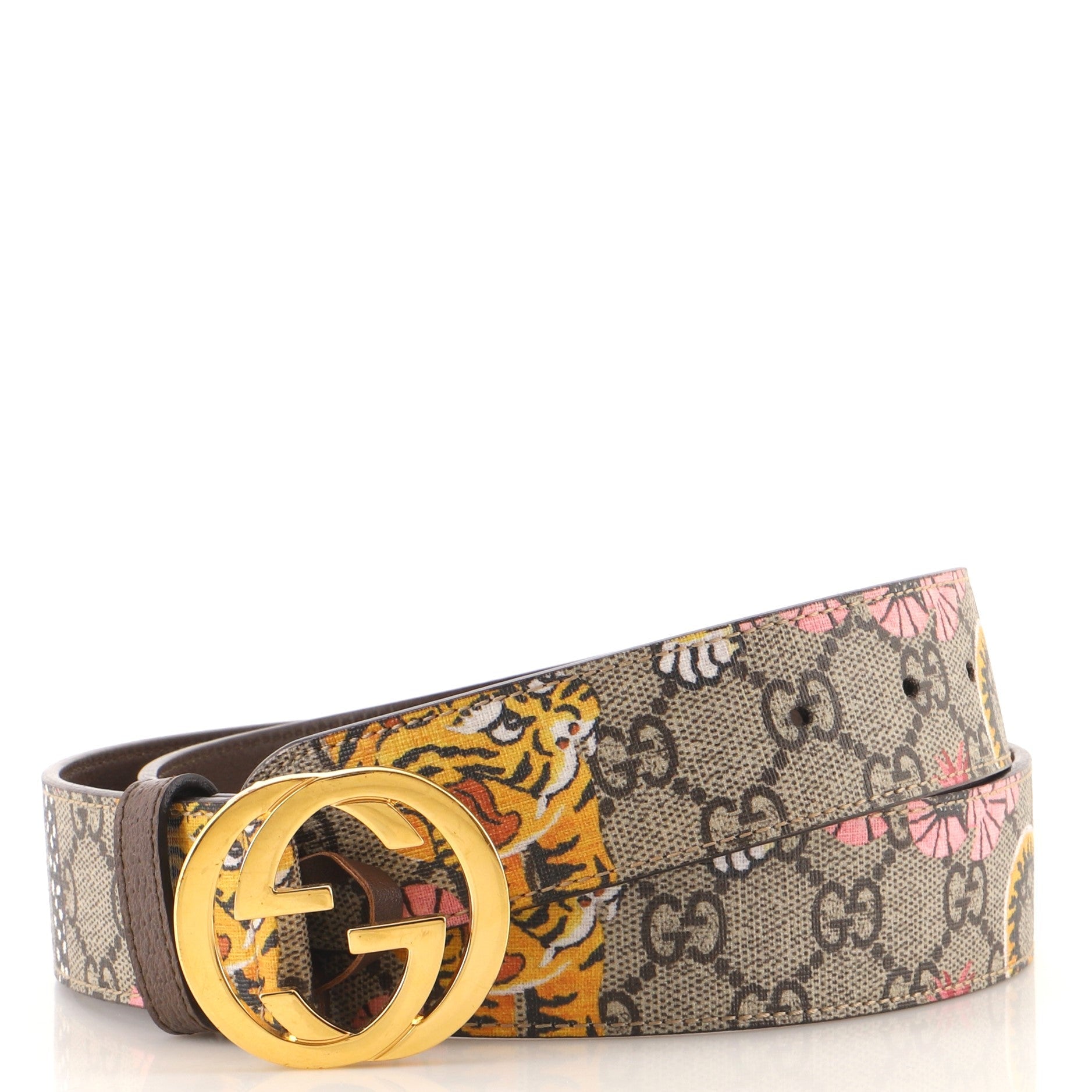 Interlocking G Belt Bengal Print GG Coated Canvas Wide 95
