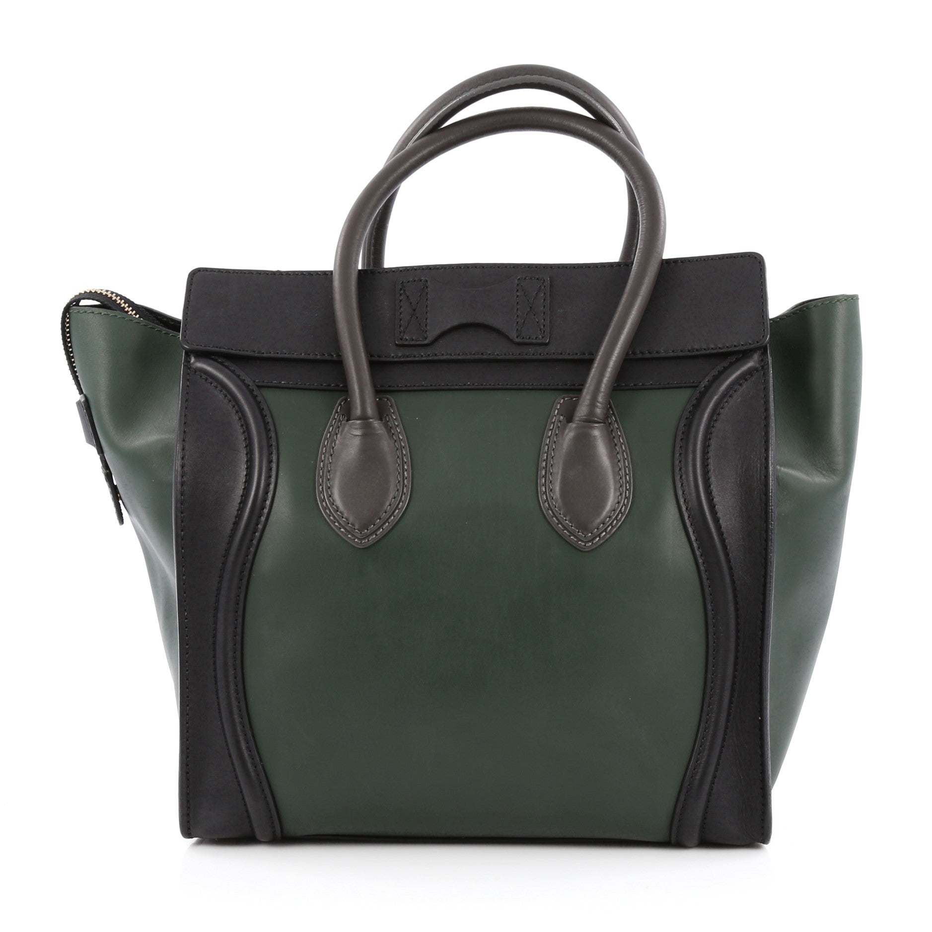 Bicolor Luggage Handbag Leather Mini