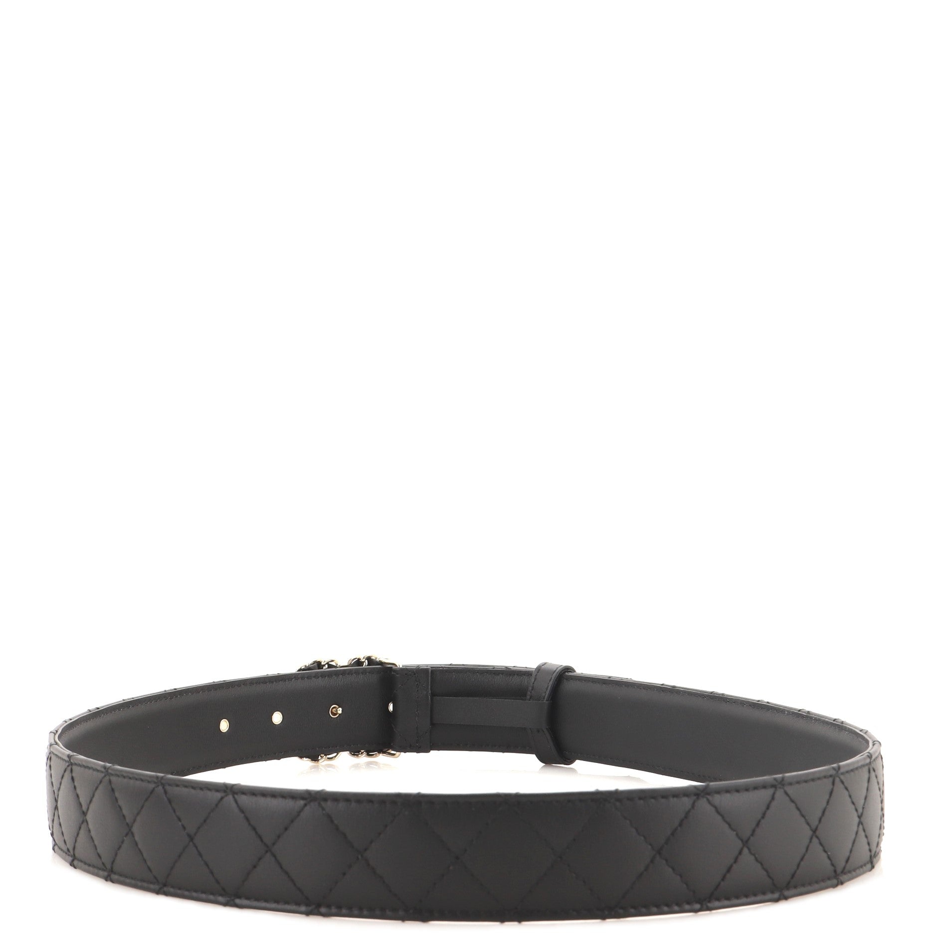 Woven Chain CC Buckle Belt Quilted Leather Medium 85