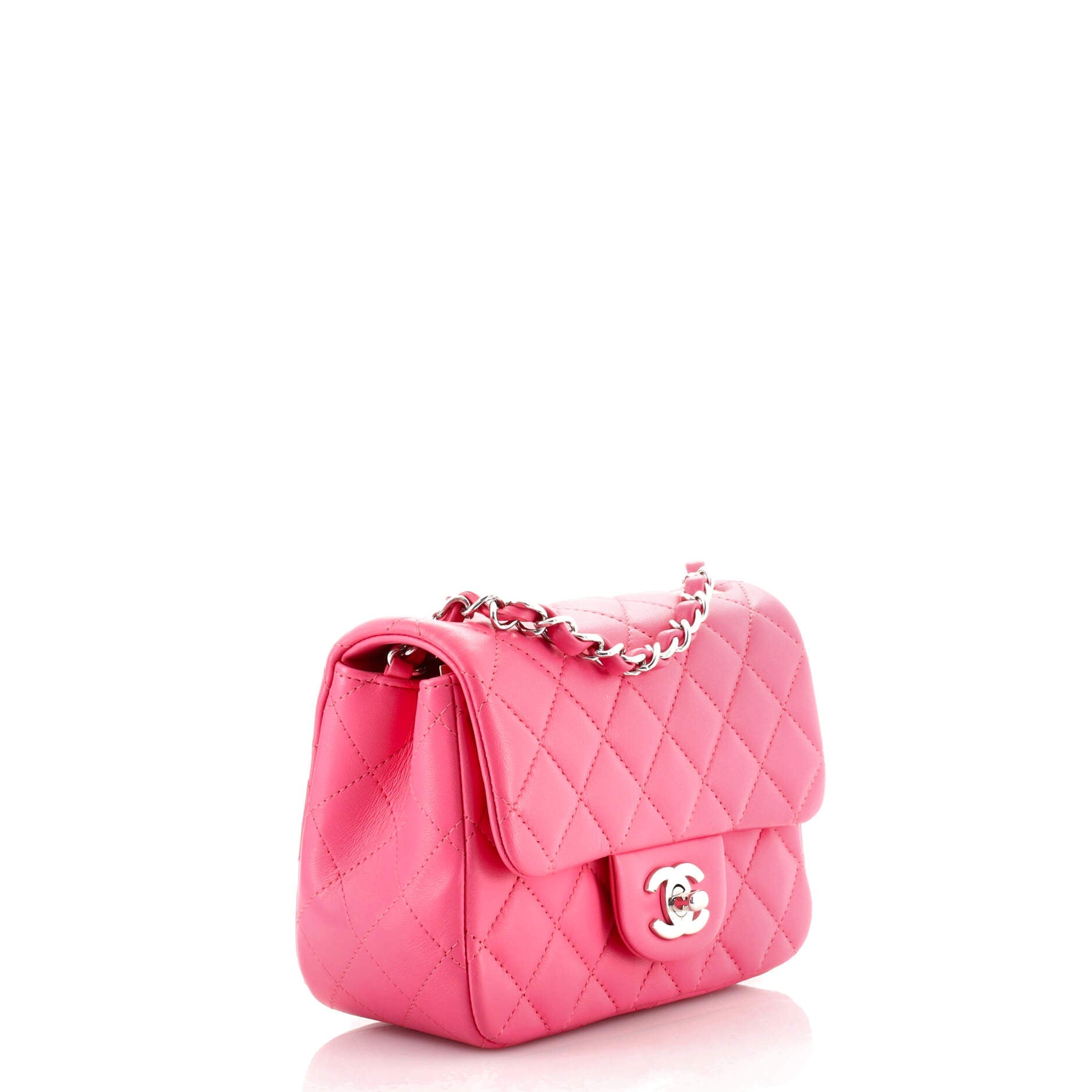 Square Classic Single Flap Bag Quilted Lambskin Mini
