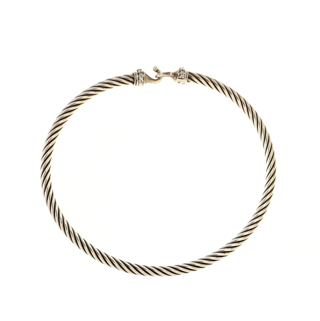 Cable Buckle Bracelet Sterling Silver and Diamond 3mm
