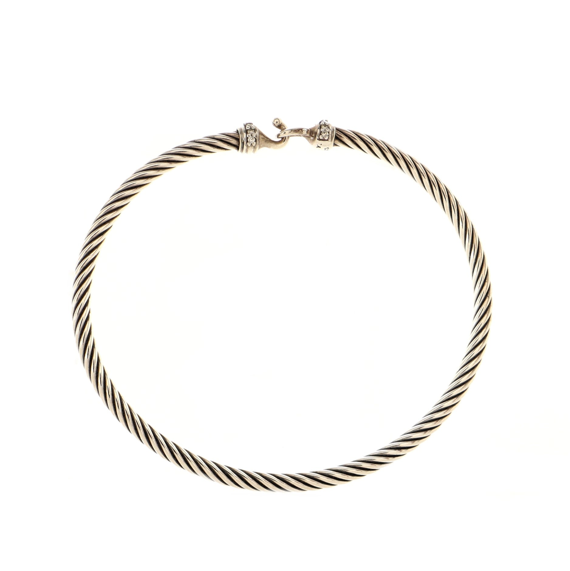Cable Buckle Bracelet Sterling Silver and Diamond 3mm
