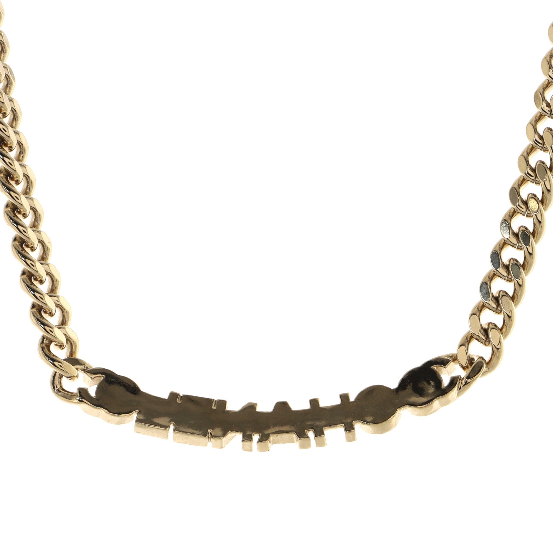 Logo CC Plate Choker Necklace Metal with Enamel