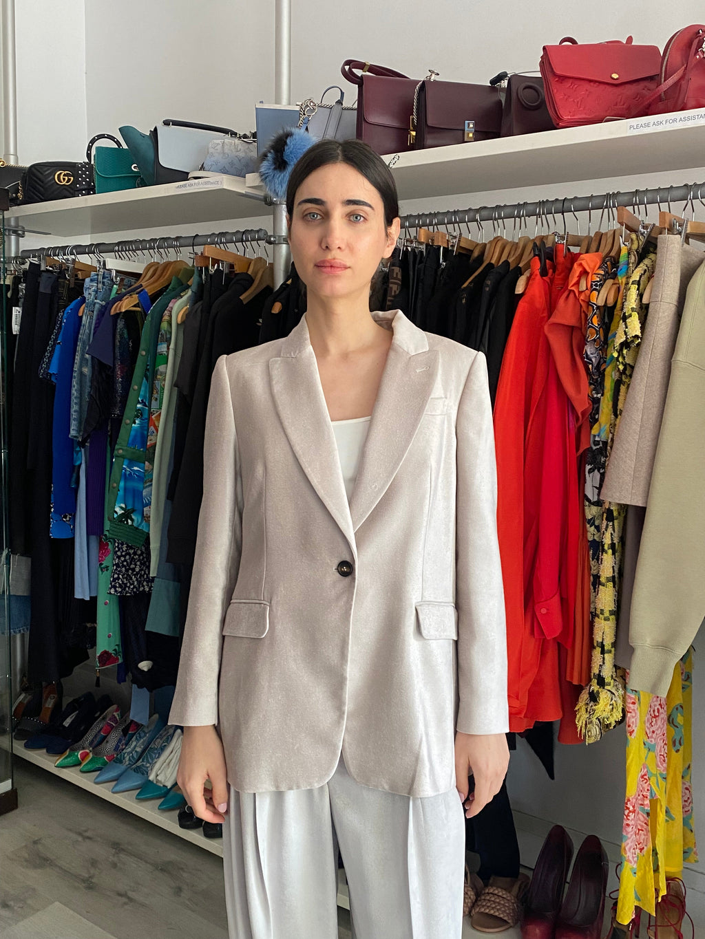 Brunello Cucinelli Blush Beige Velvet  Blazer - IT 44 / 8