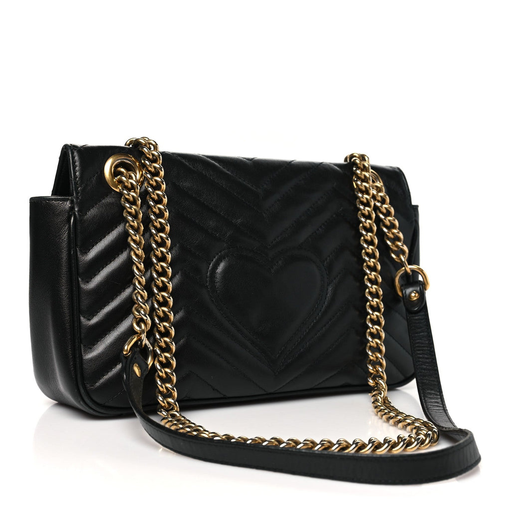 Calfskin Matelasse Small GG Marmont Shoulder Bag Black