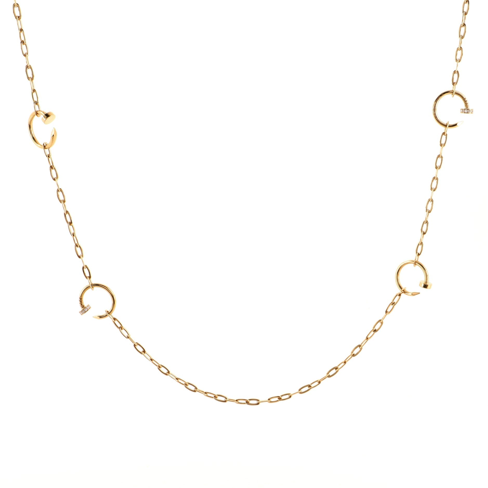 Juste un Clou 6 Station Long Necklace 18K Rose Gold with Diamonds