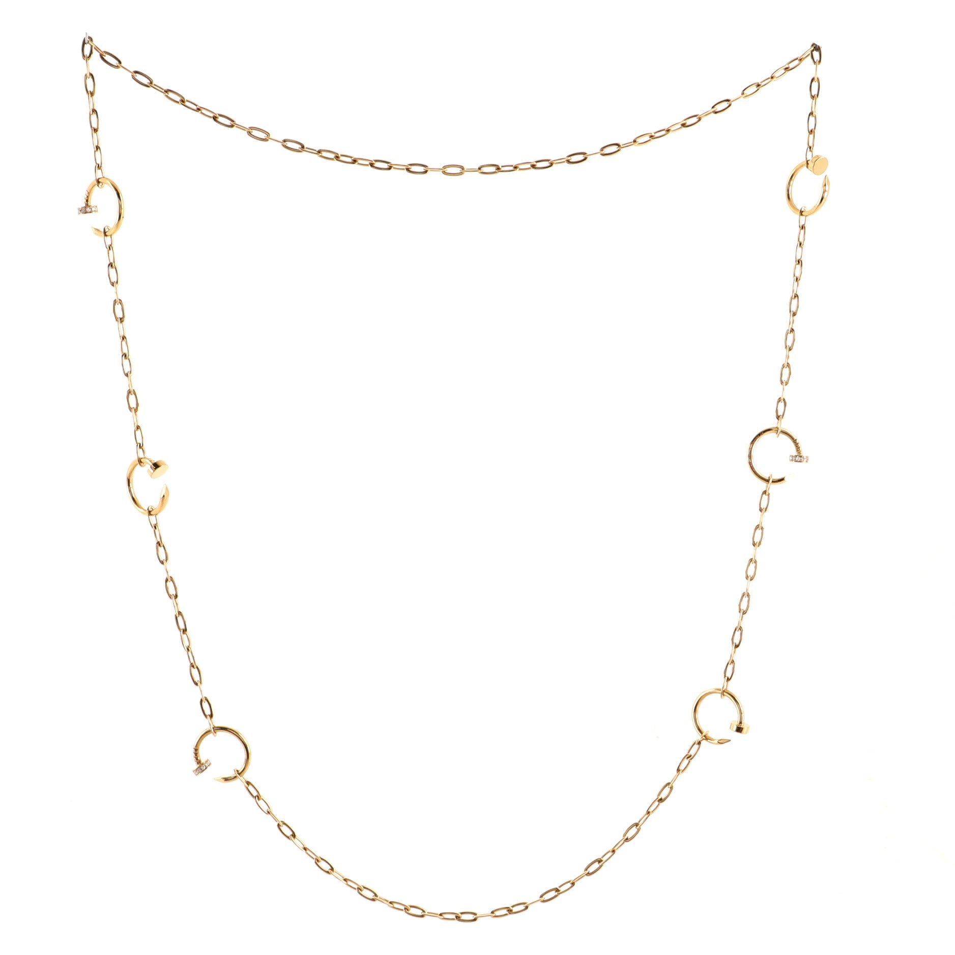 Juste un Clou 6 Station Long Necklace 18K Rose Gold with Diamonds