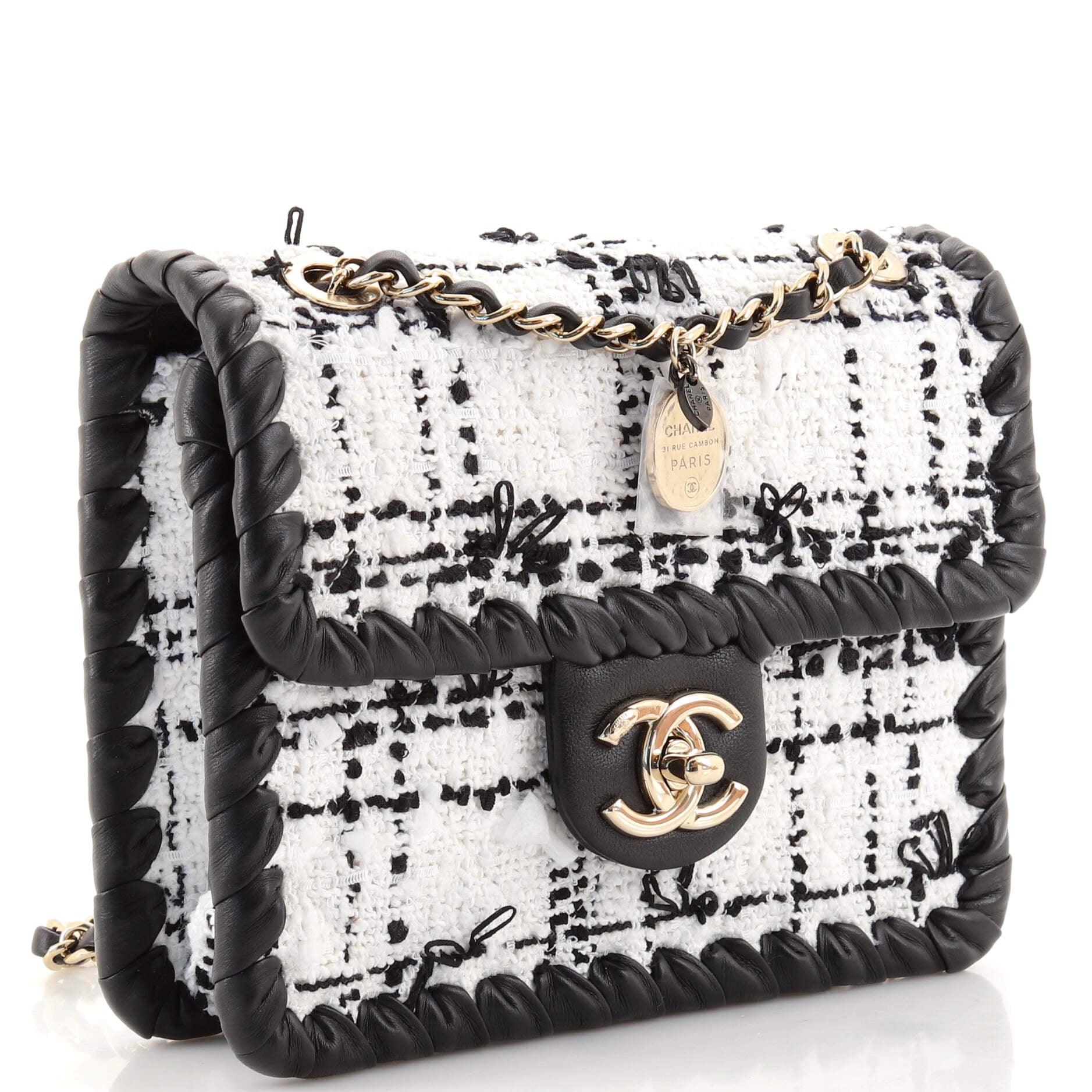 My Own Frame Flap Bag Quilted Tweed with Braided Calfskin Mini