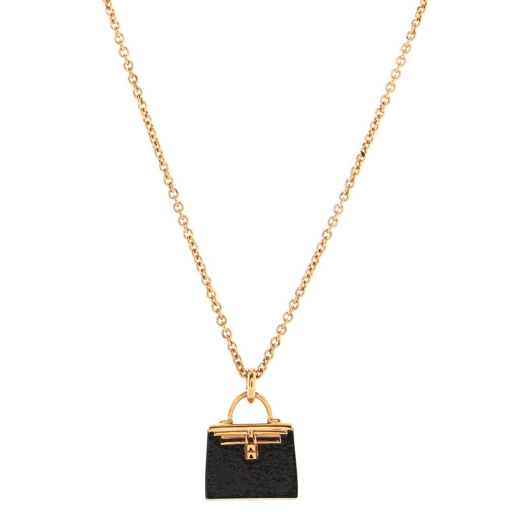Kelly Amulette Pendant Necklace 18K Rose Gold with Black Jade