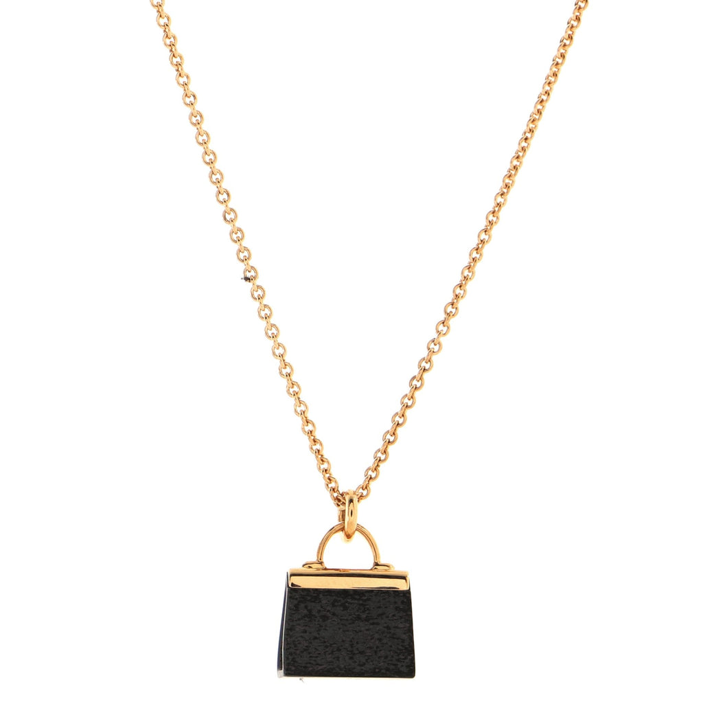 Kelly Amulette Pendant Necklace 18K Rose Gold with Black Jade