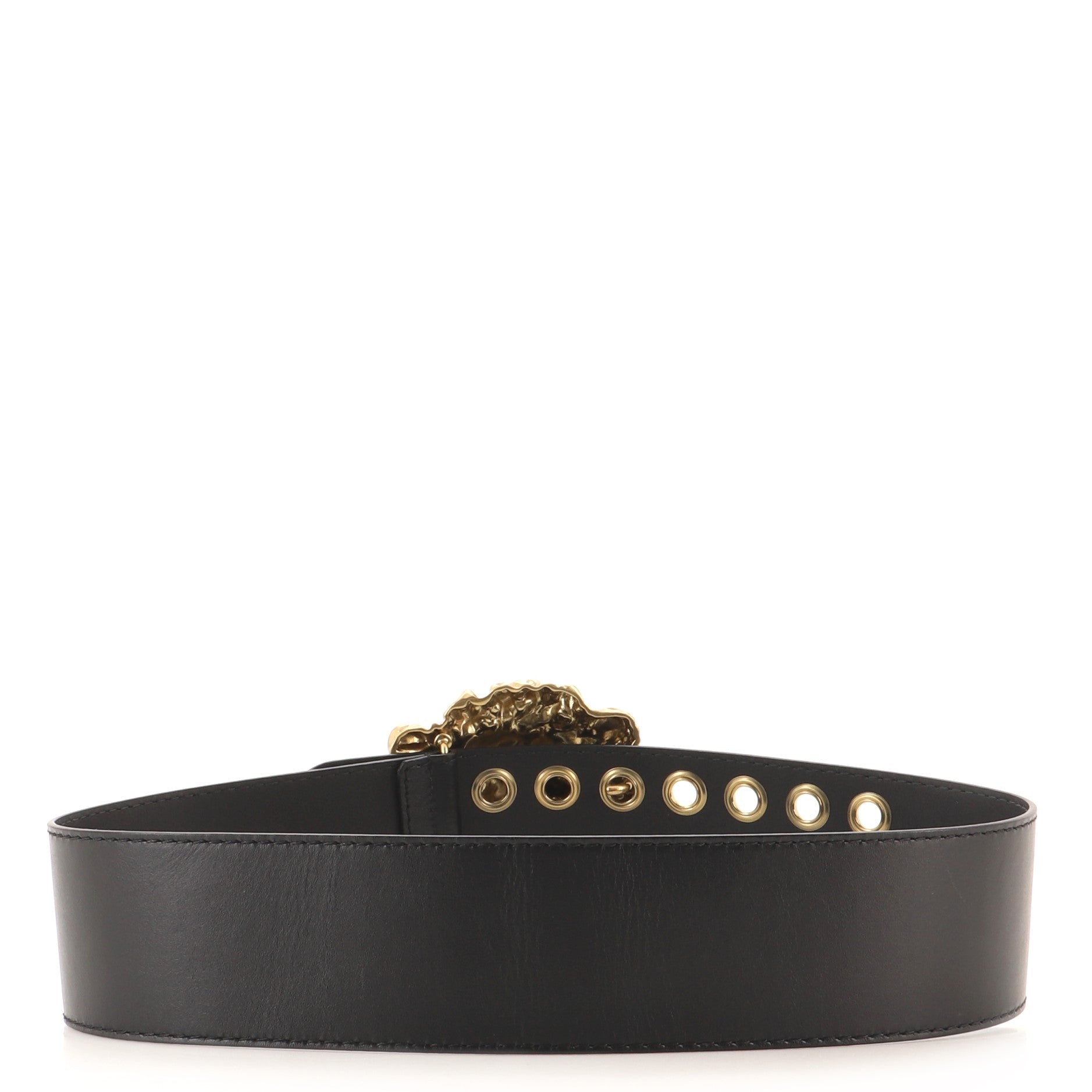 Lion Head Buckle Belt Leather Extra Wide 80