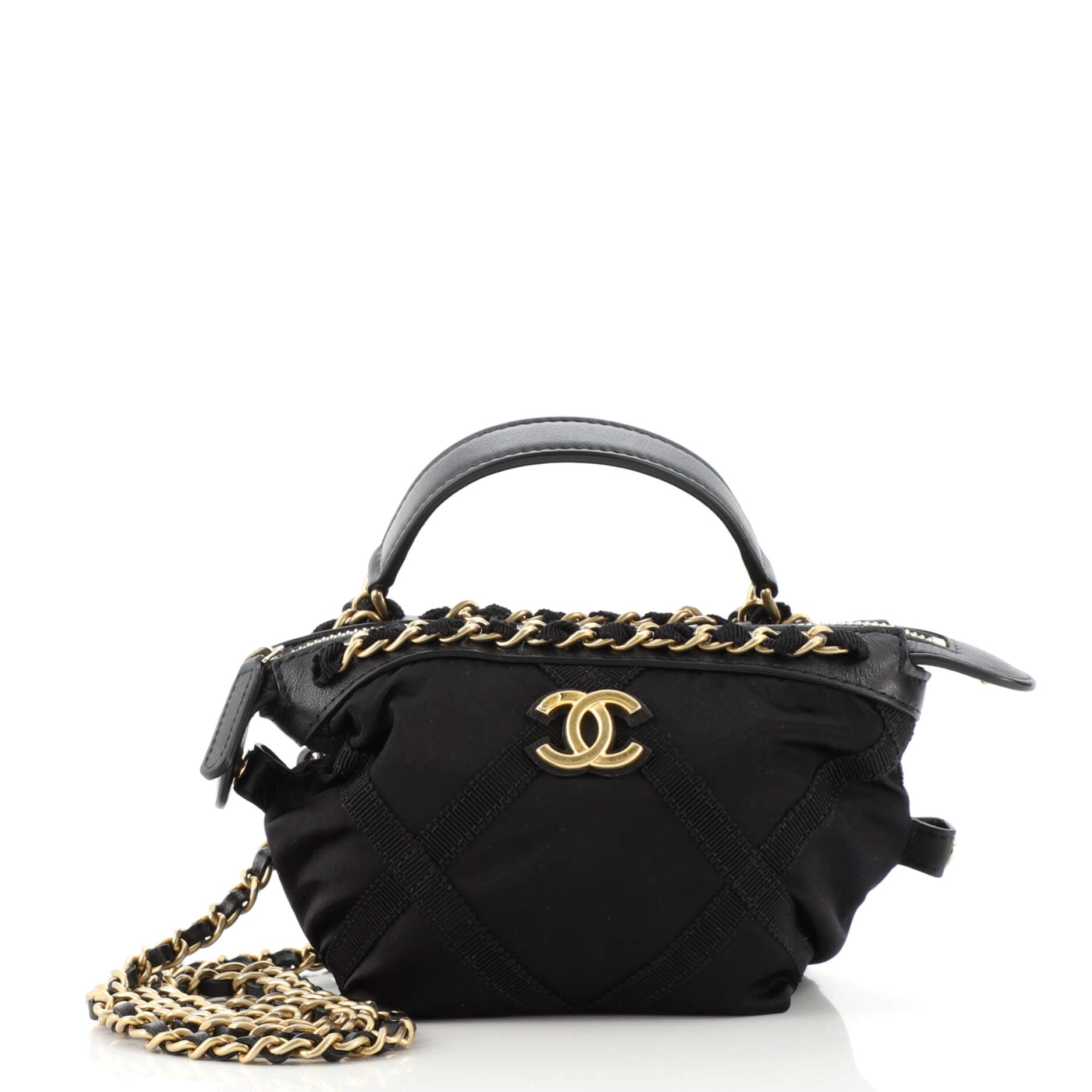 Top Handle Clutch with Chain Nylon with Grosgrain Mini