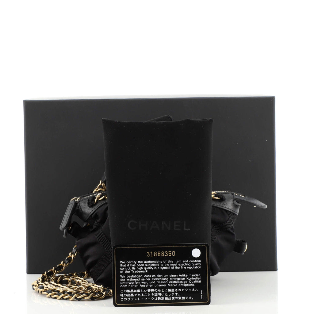 Top Handle Clutch with Chain Nylon with Grosgrain Mini