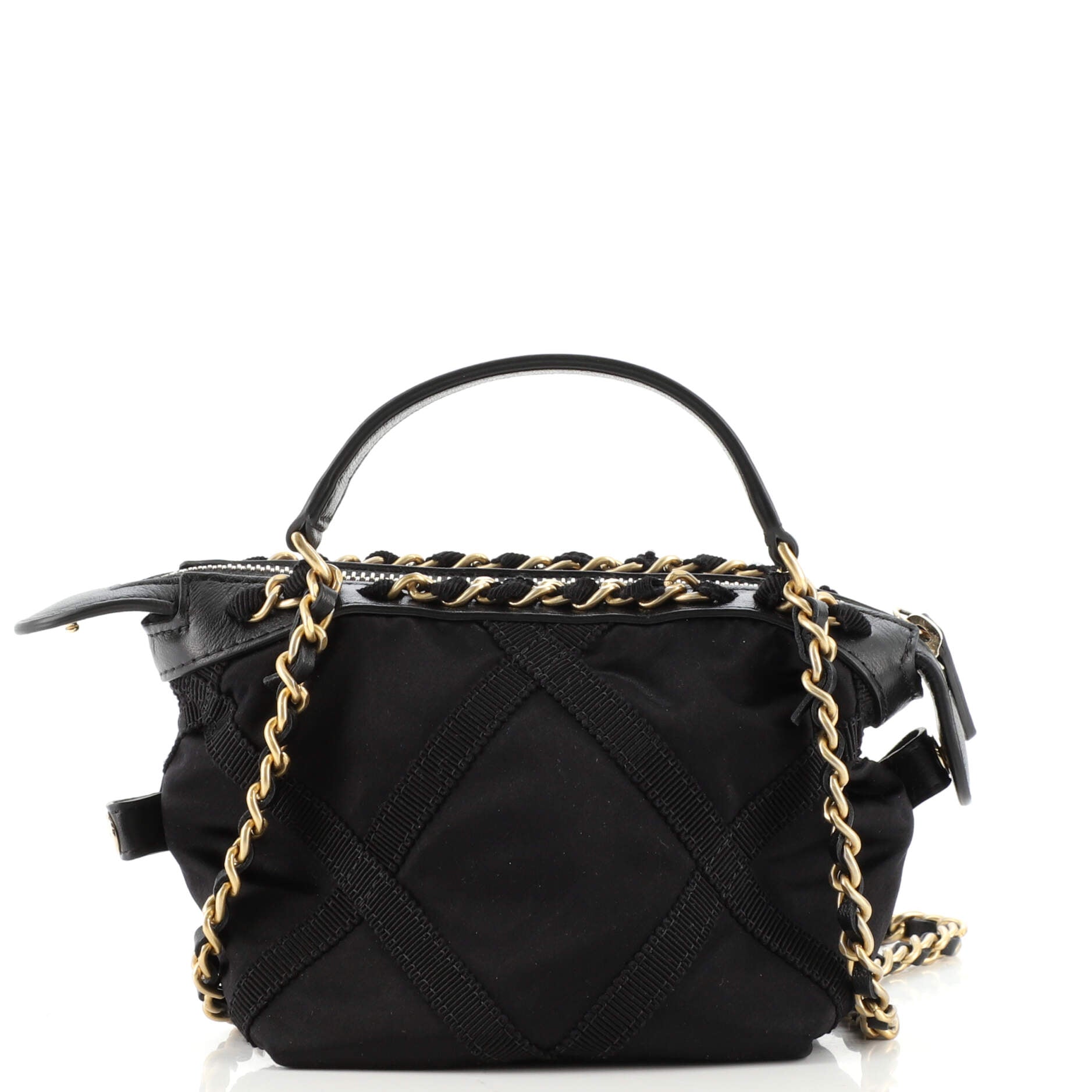 Top Handle Clutch with Chain Nylon with Grosgrain Mini