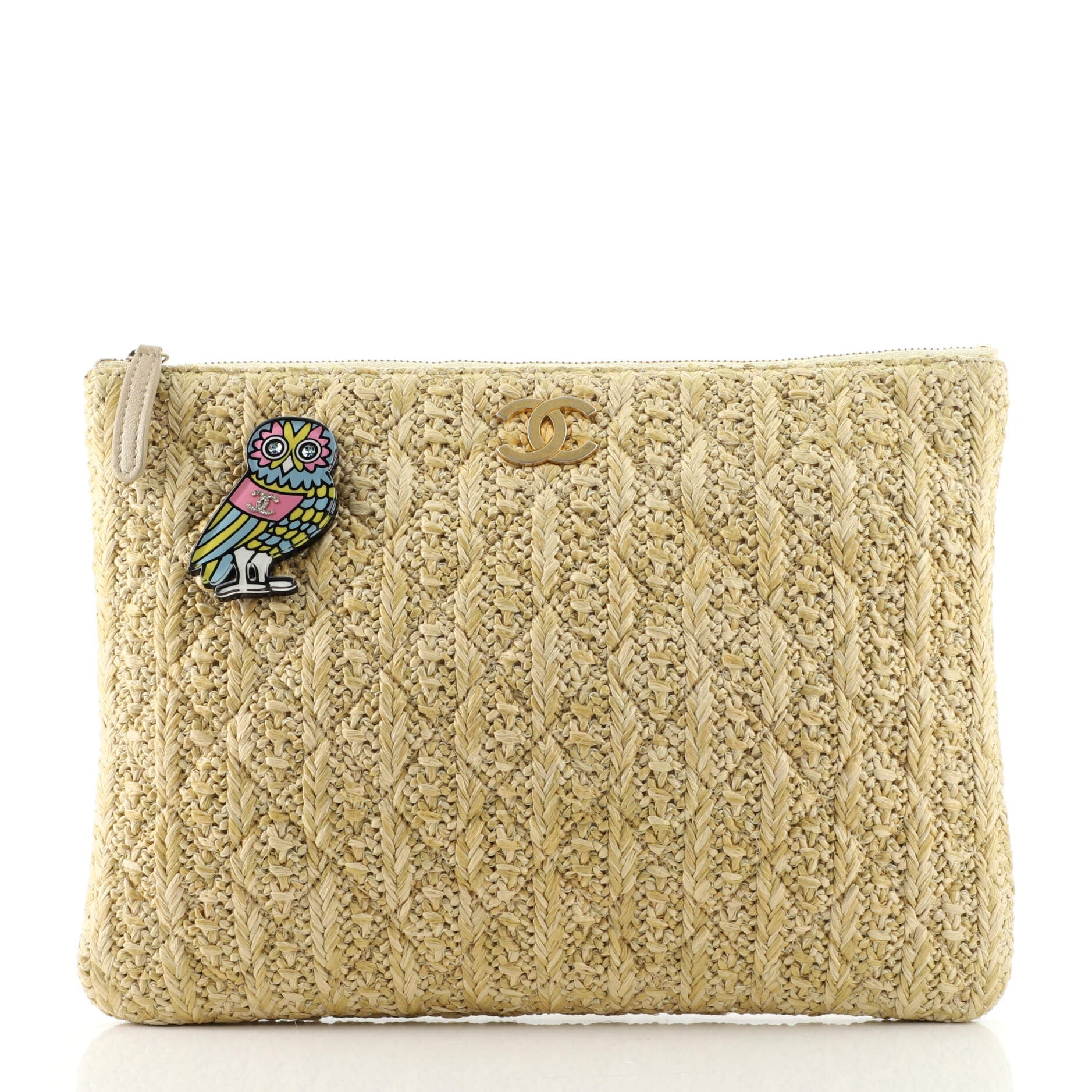 Paris-Athens O Case Clutch Quilted Raffia Medium