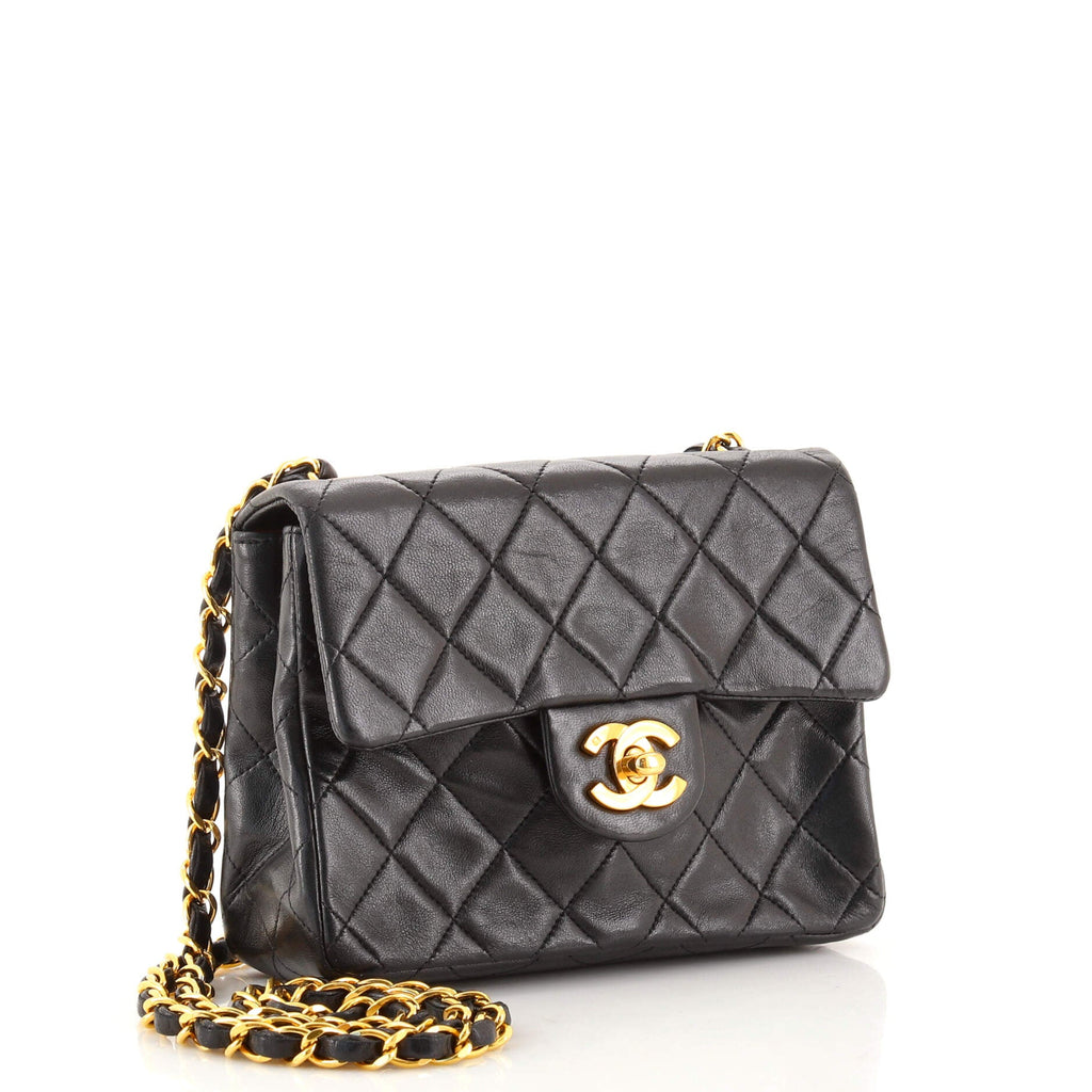 Vintage Square Classic Single Flap Bag Quilted Lambskin Mini