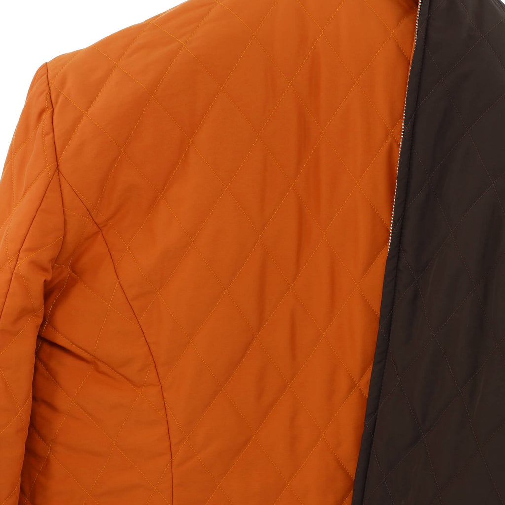 Women's Collared Front Zip Reversible Jacket Quilted Nylon