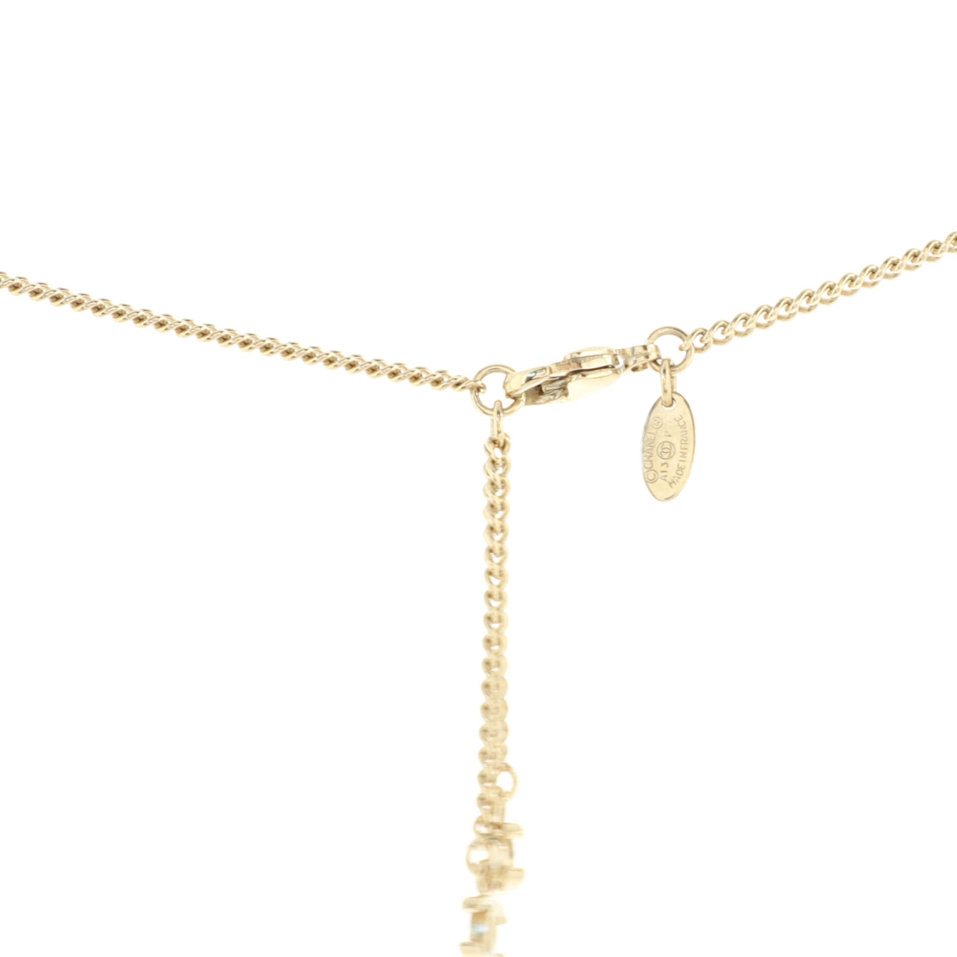 CC Charm Pendant Necklace Metal with Faux Pearls and Crystals