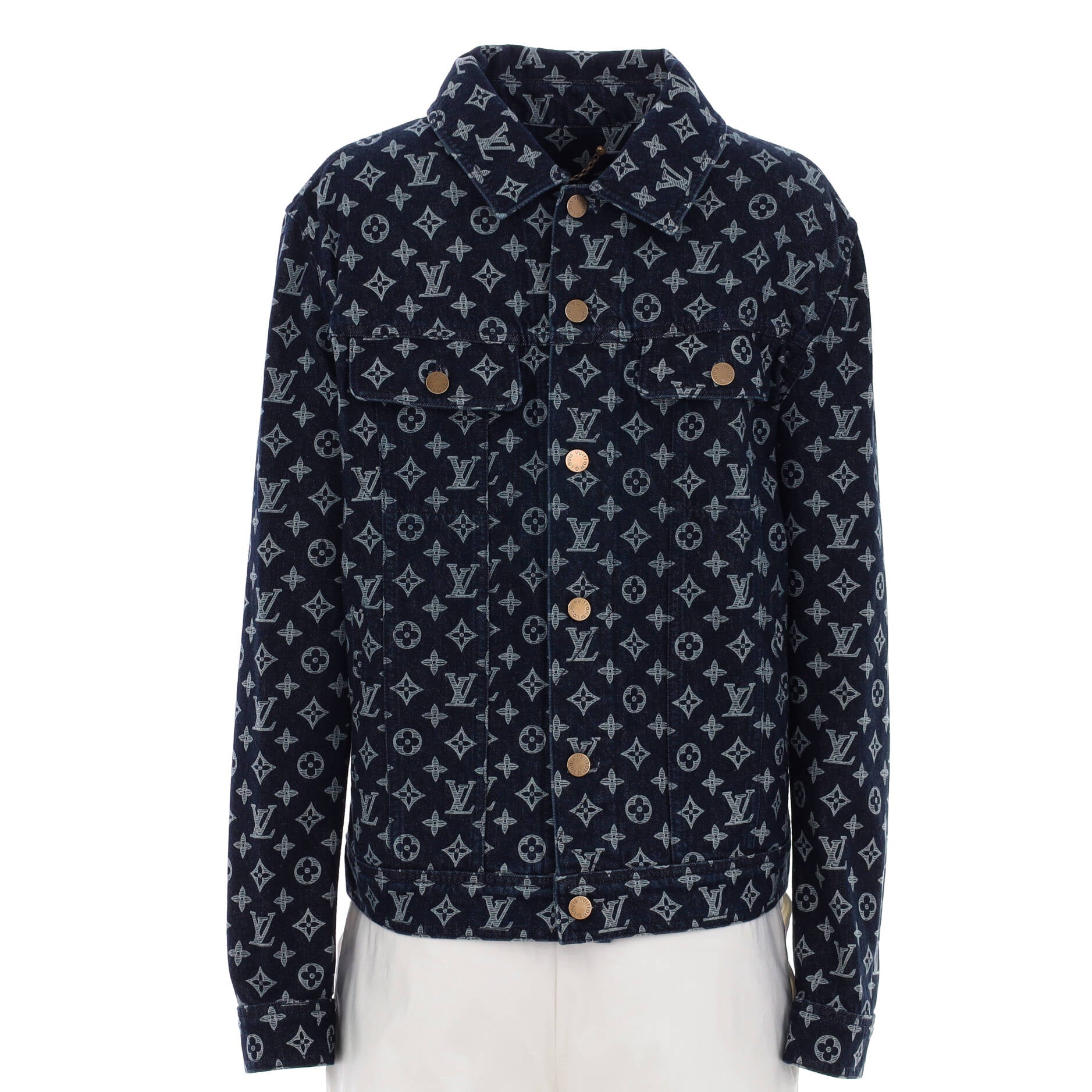 Men's Button Up Jacket Monogram Denim