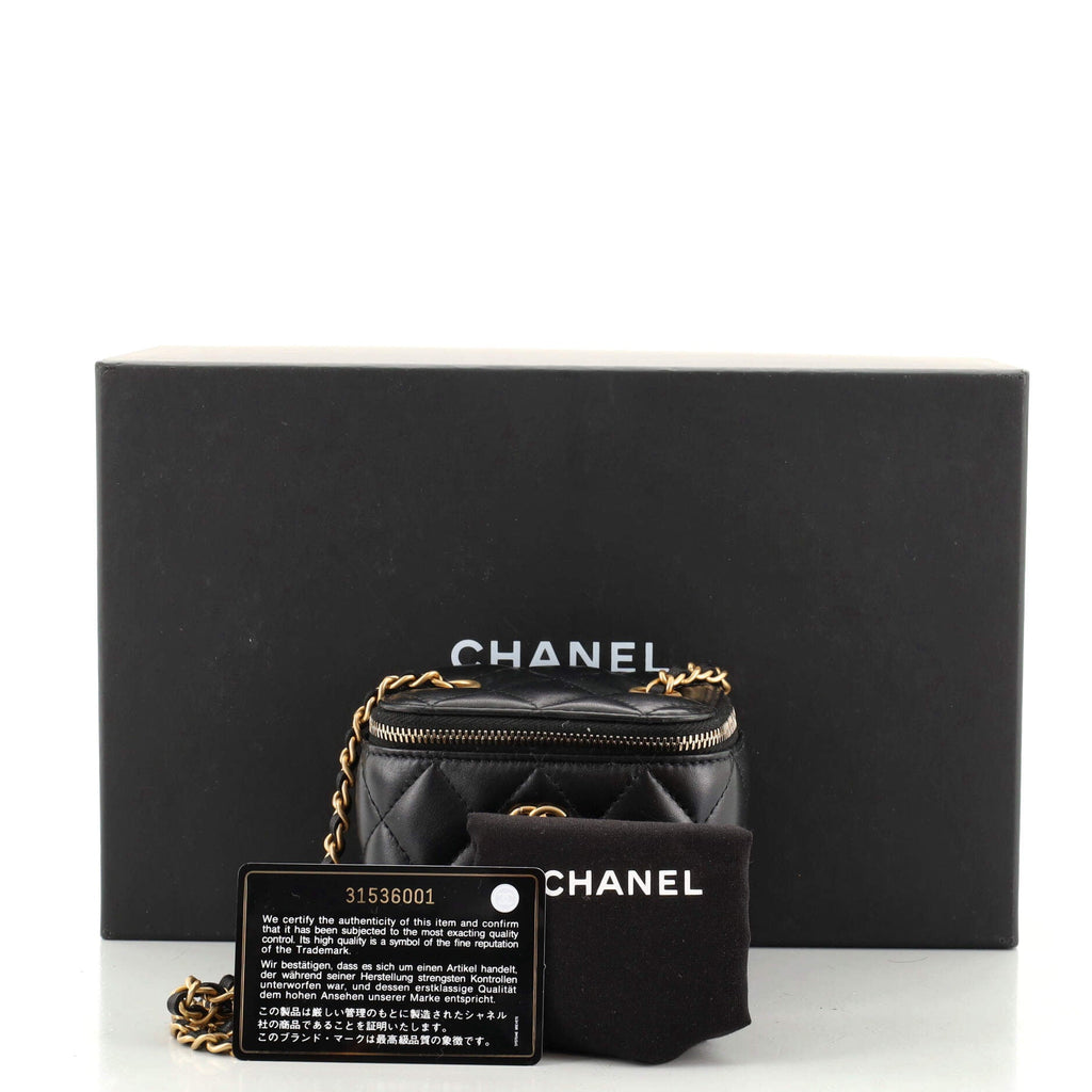 Pearl Crush Vanity Case with Chain Quilted Lambskin Mini