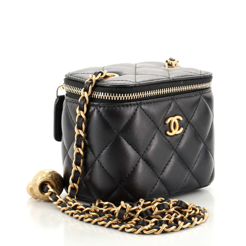 Pearl Crush Vanity Case with Chain Quilted Lambskin Mini