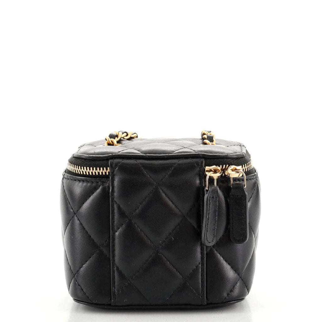 Pearl Crush Vanity Case with Chain Quilted Lambskin Mini