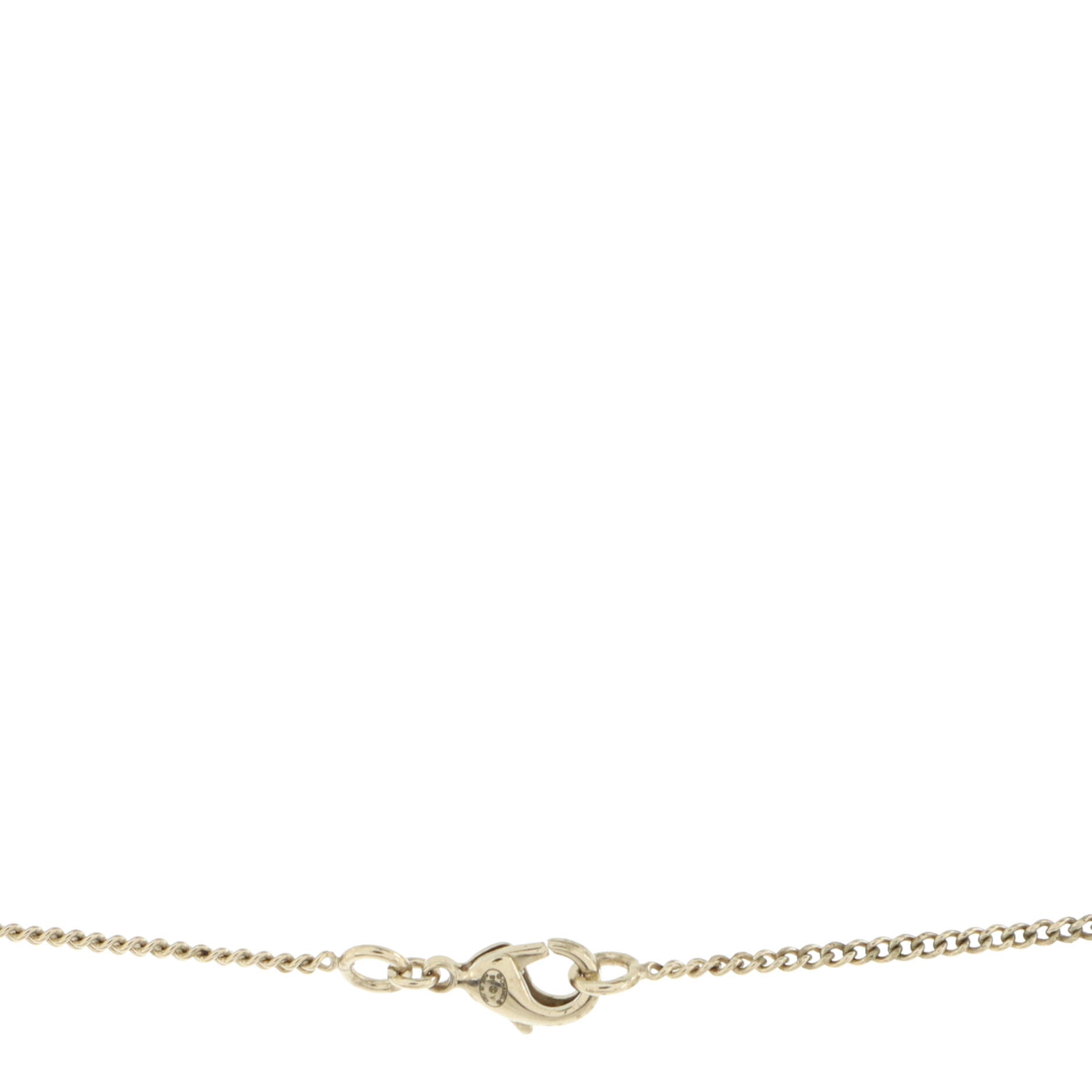 CC Drop Pendant Necklace Metal with Enamel and Faux Pearl