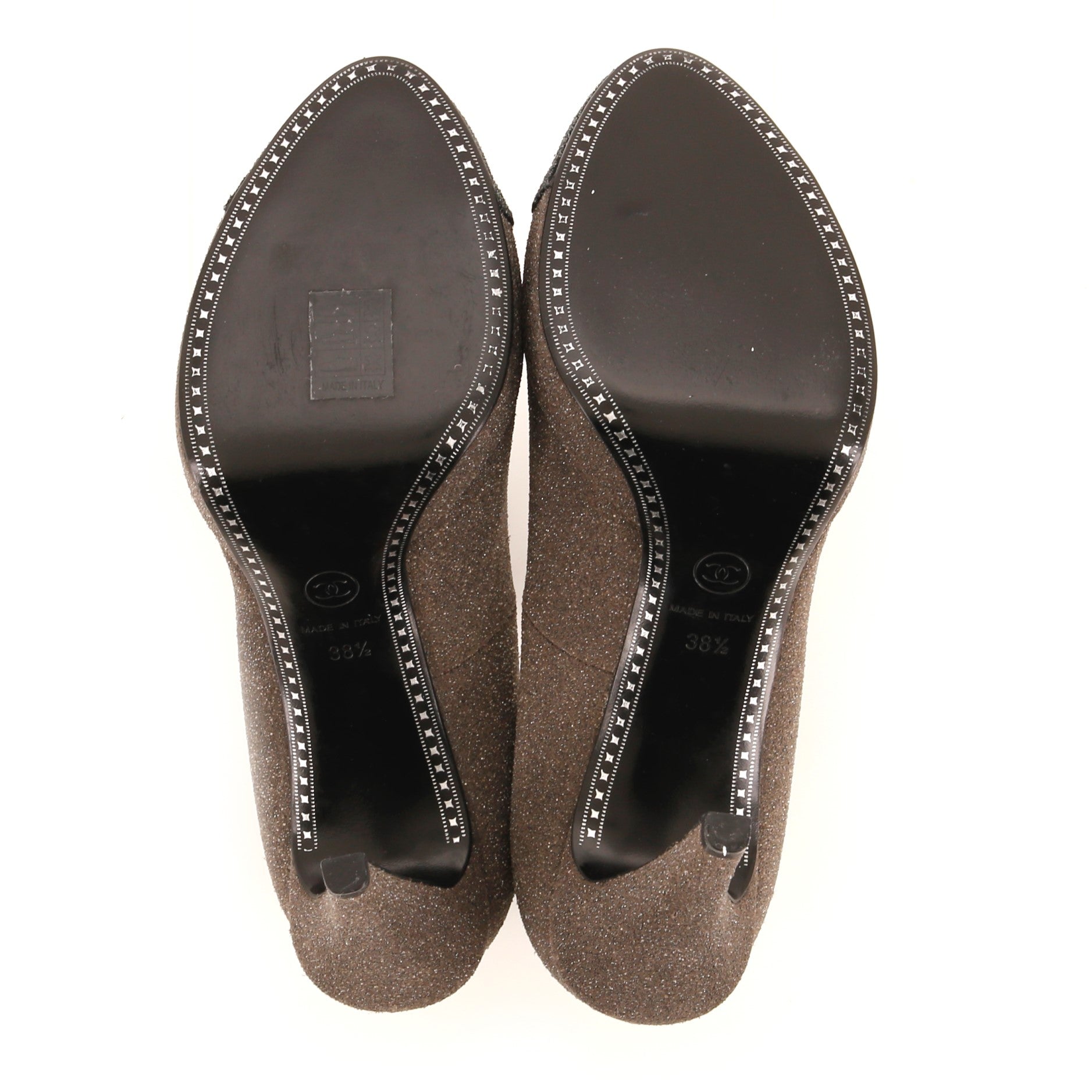 Women's Round Cap Toe Platform Pumps Glitter Suede