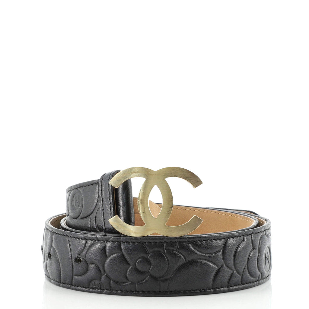 CC Buckle Belt Camellia Leather Medium 90