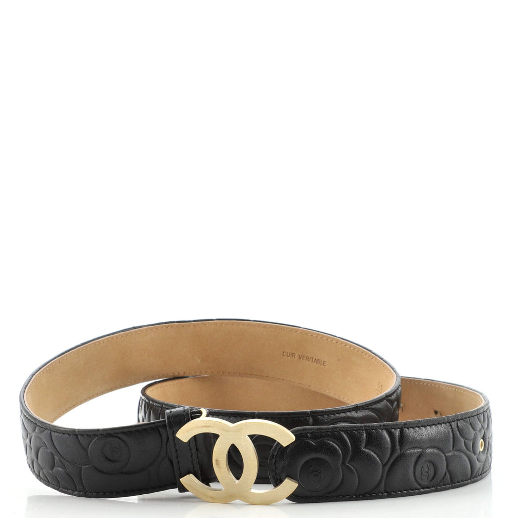 CC Buckle Belt Camellia Leather Medium 90