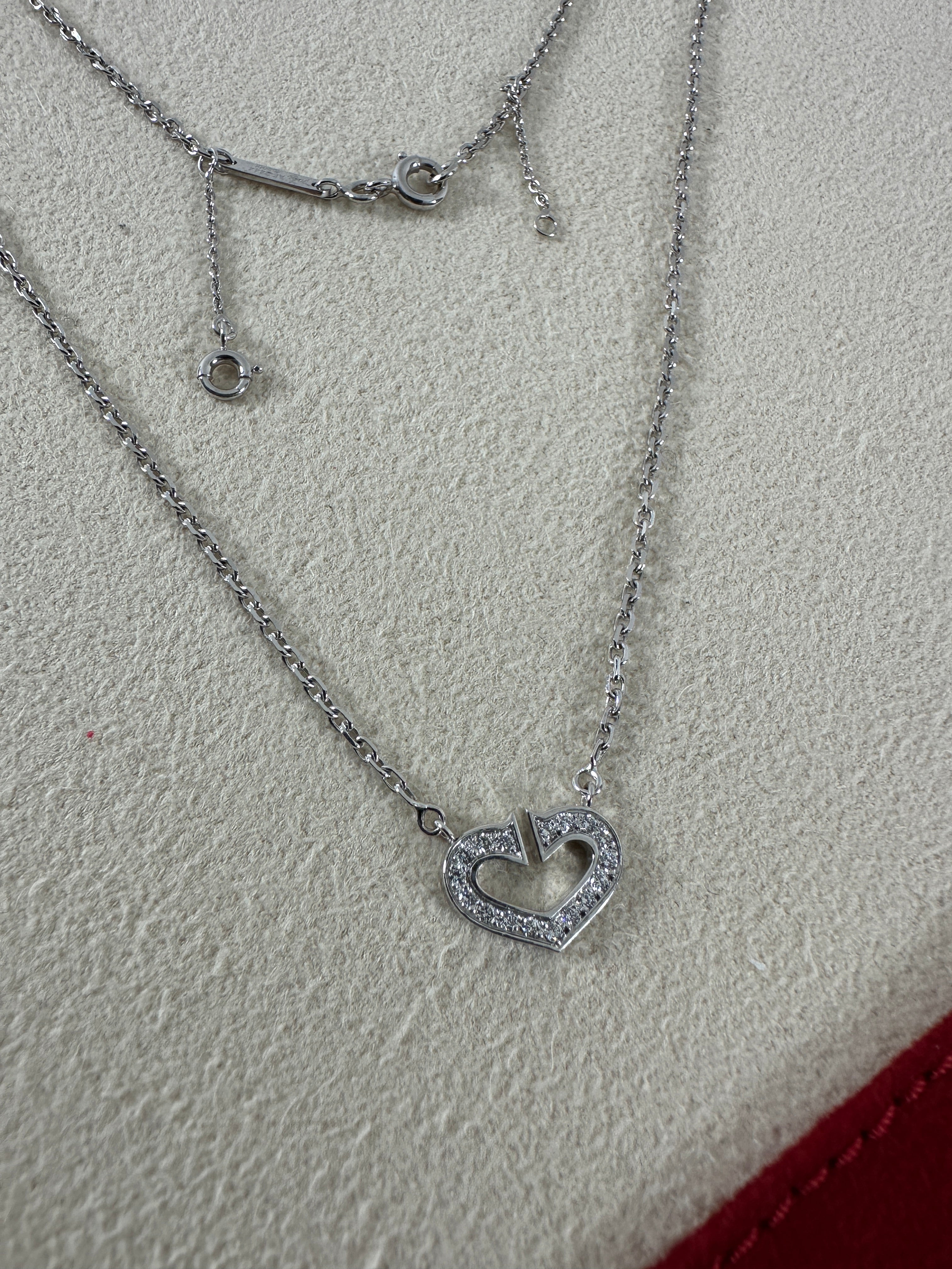 Cartier 18k White Gold Diamond C de Cartier Pendant Necklace