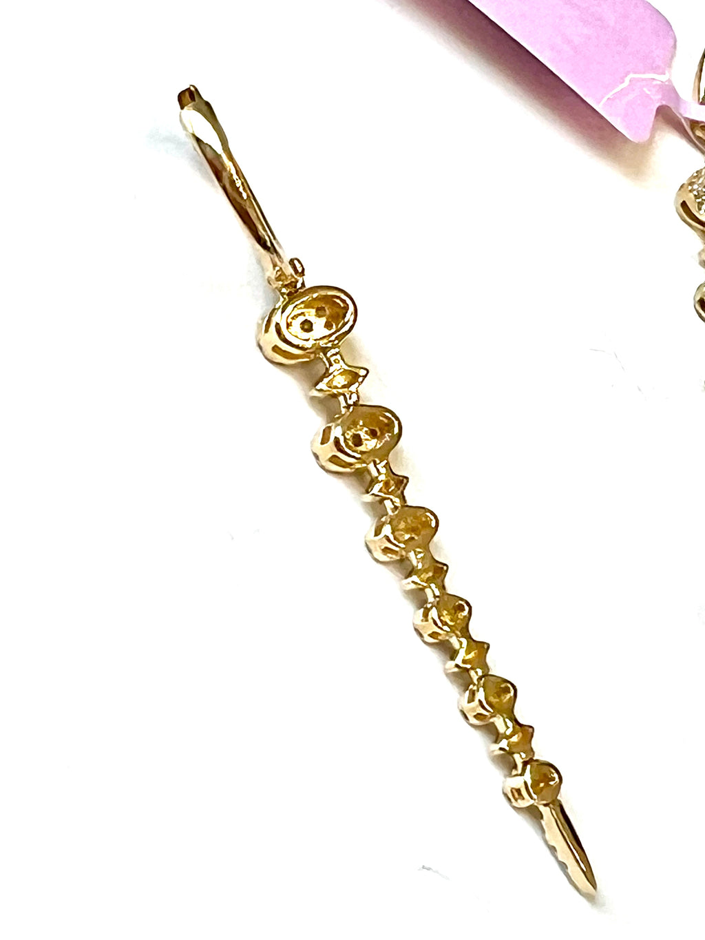 14K GOLD DIAMOND GRADUATED BEZEL PRONG LINE DANGLE EARRINGS
